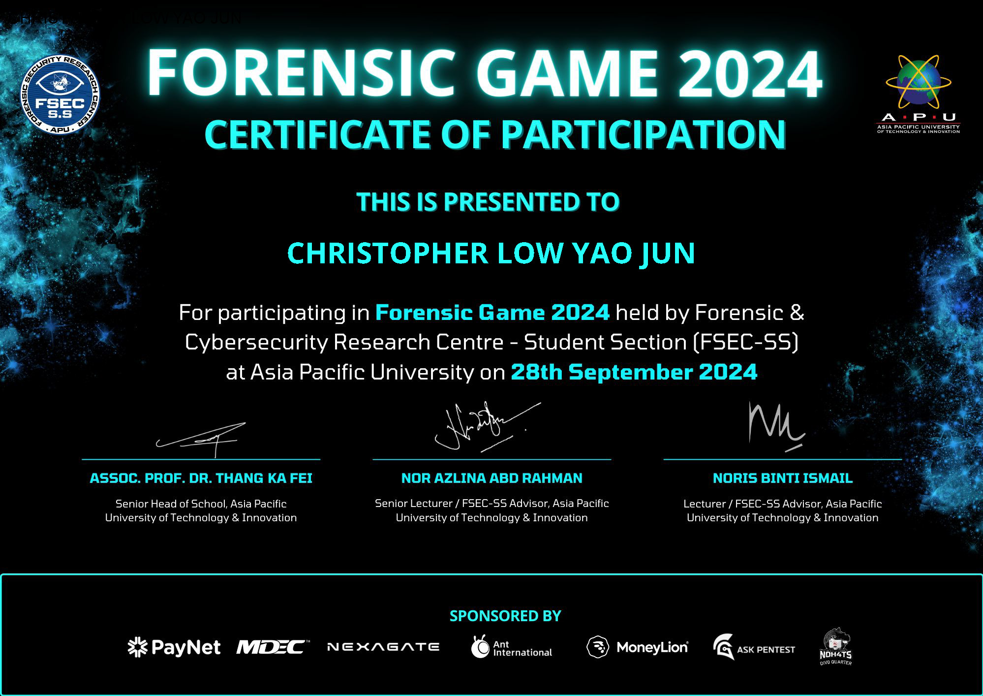 Forensic Game 2024 Internal CTF (APU)