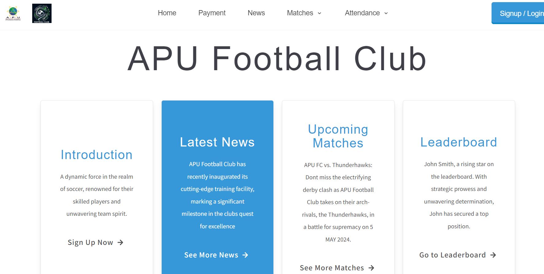 APU Football Club Website