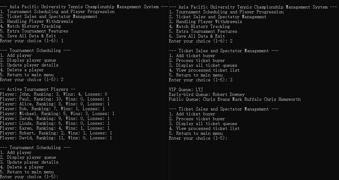 Tournament Management System (C++)